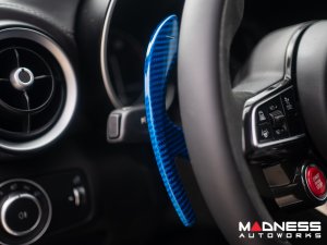 Alfa Romeo Giulia Paddle Shifter Covers - Carbon Fiber - Blue Candy